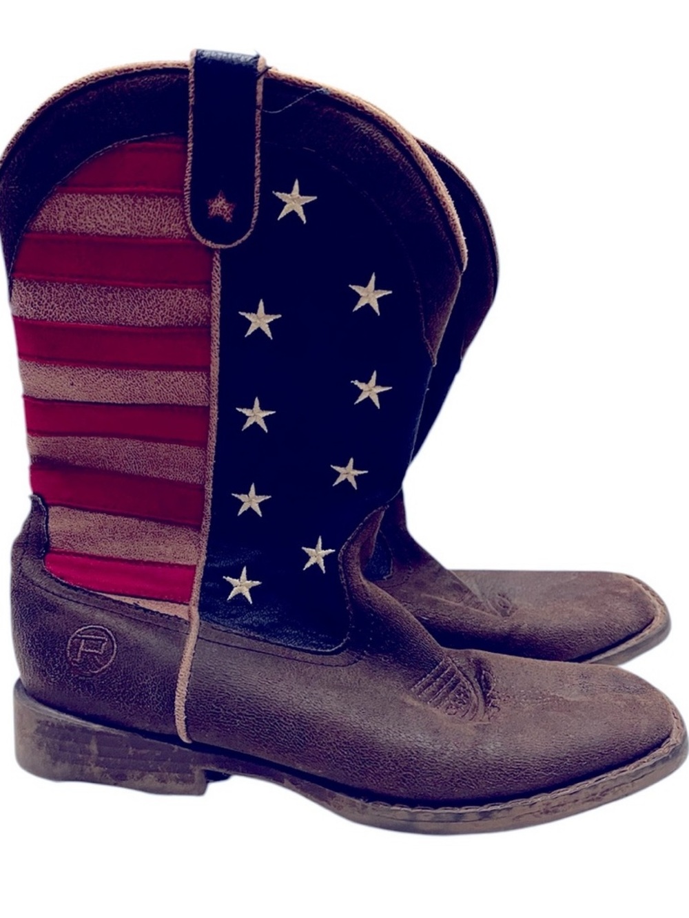 Roper Patriotic Cowboy Boots Kids 3 (Fits Women’s 5) – USA Flag Western Boots